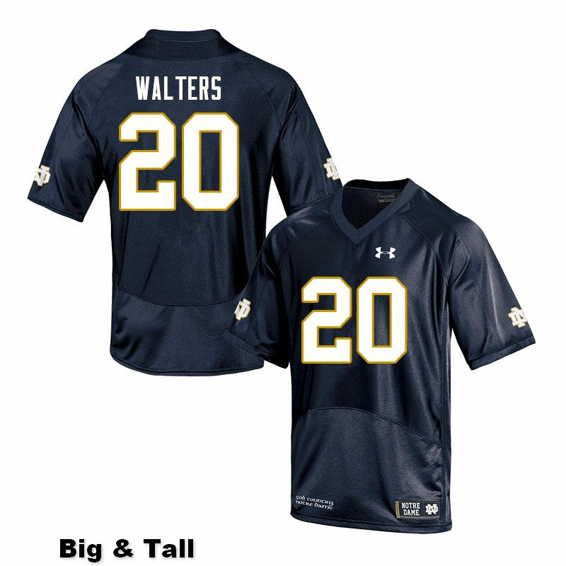 Men's NCAA Notre Dame Fighting Irish #20 Justin Walters Stitched College Under Armour Authentic Navy Big & Tall Football Jersey FG10T01UM